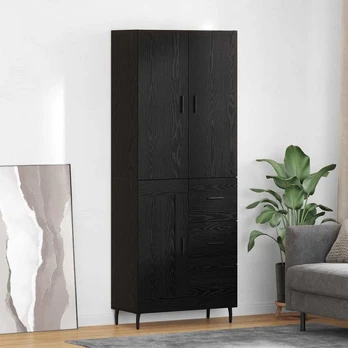 Aukštas spintelė 2 pcs juoda ąžuolo 69,5 x 34 x 180 cm
