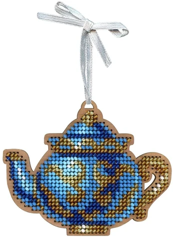 MP Studia Siuvinėjimo rinkinys ant medžio „Elegantiškas arbatinukas“, 8×10 cm