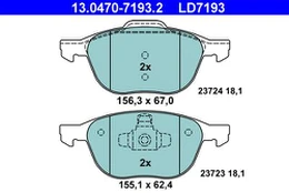 ATE 13.0470-7193.2 Brake pad set