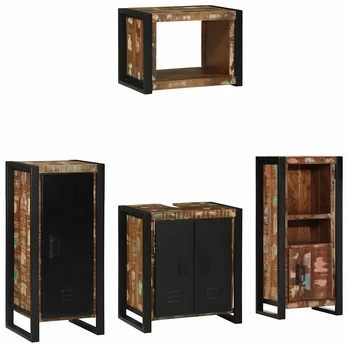 Vonios baldų rinkinys su lentyna 4 pcs Kieta mediena