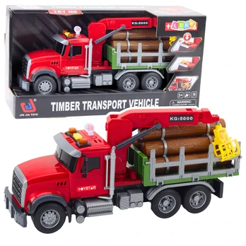 Žaislinis kranas Lean Toys Timber, 1:14, raudona/žalia