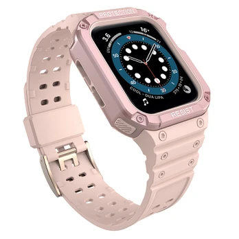 Išmaniojo laikrodžio dirželis su dėklu Apple Watch 38/40/41mm, rožinis