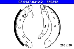 ATE 03.0137-0312.2 Brake shoe set