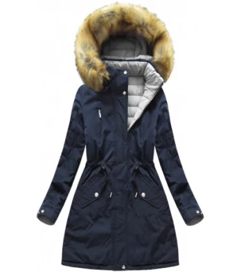 REVERSIBLE HOODED JACKET NAVY BLUE-GREY (W213) striukė