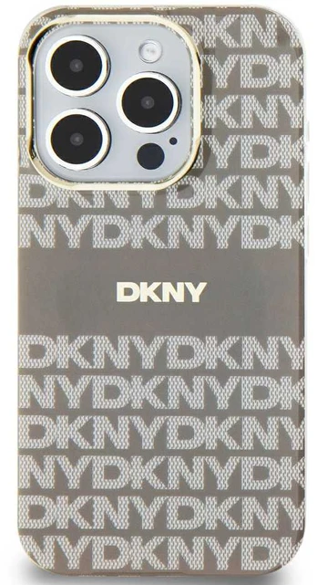 Dėklas DKNY PC/TPU Repeat Pattern Tonal Stripe Magsafe Case for iPhone 14 Pro rusvai gelsvas