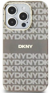 Dėklas DKNY PC/TPU Repeat Pattern Tonal Stripe Magsafe Case for iPhone 14 Pro rusvai gelsvas kaina
