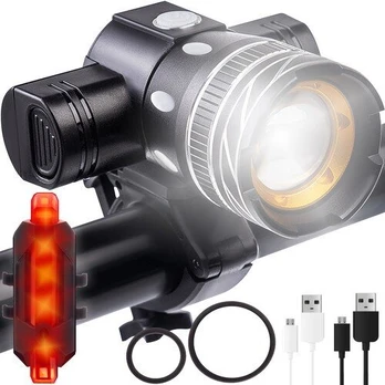 T6 USB dviračio žibintas + galinis žibintas