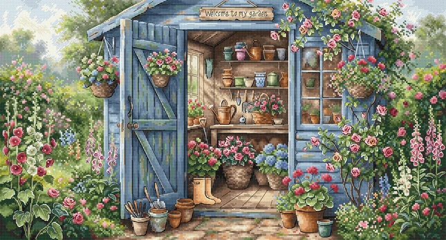 Siuvinėjimo kryželiu rinkinys „Žydintis sodas“ 47,6×25,7 cm