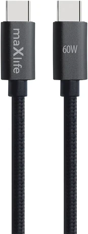 Telforceone Maxlife MXUC-12 cable USB-C - USB-C 3,0 m 60W juodas