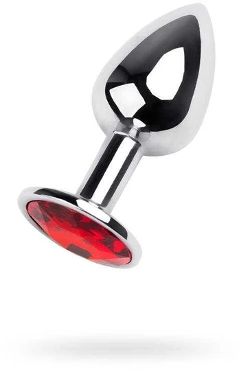 Sidabrinis anal plug TOYFA Metal,with a red gem