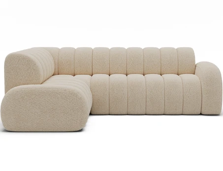 Villeo corner sofa with sleeping function and extendable seat, light beige chenille, left-hand, Modern, Beige