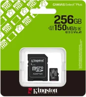 Kingston 256GB microSDXC Canvas Select Plus Gen3 150MB/s A1 Card + Adapter kaina