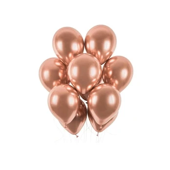 Lateksinis chromuotas balionas su heliu, rose gold - 30cm, 1vnt.
