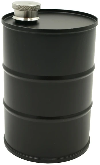 Juoda statinės formos metalinė gertuvė, 600 ml
