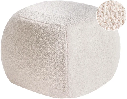 Beliani Pufas BARRON, boucle audinys, pieno balta