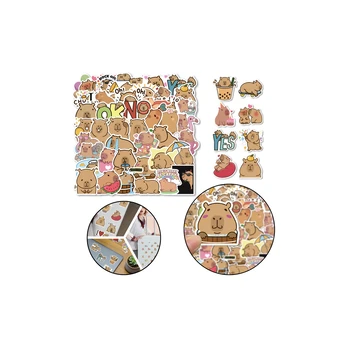 Lean Capybara Sticker Set PET Material 6 Sheets 120pcs.