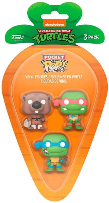 Funko Carrot Pocket POP blister 3 figures Ninja Turtles Splinter Leonardo Raphael easter