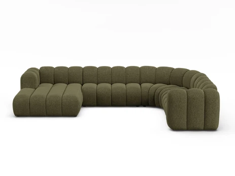 Modular Panoramic Right Corner Sofa, "Lupine", 6 Seats, 370x280x70, Green