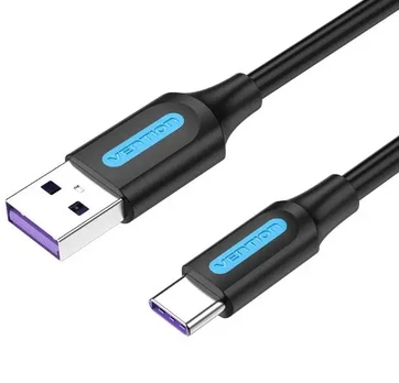 USB 2.0 A į USB-C 5A kabelis Vention CORBF 1 m juodas PVC