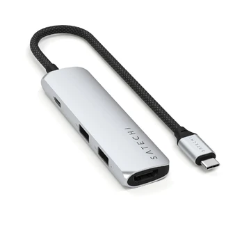 Satechi 4-in-1 USB-C Slim Multiport Adapteris 4K - Sidabrinis