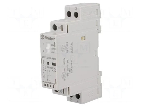 Relay: installation | monostable | NC + NO | Ucoil: 230VAC | 25A | IP20