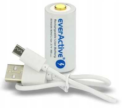 1x Akumuliatorius 16340 Rcr123a 700mah 3,7v Li-ion Micro Usb Everactive