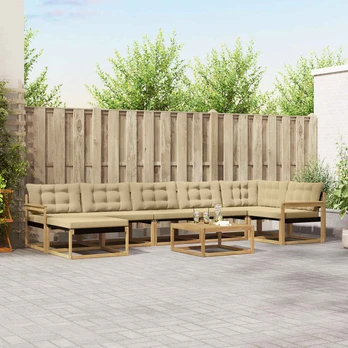 Lauko sofos komplektas 8 pcs Balta ir kreminė