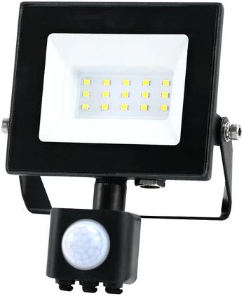 10W LED prožektorius su judesio davikliu MHC, juodas, 6500K, IP44