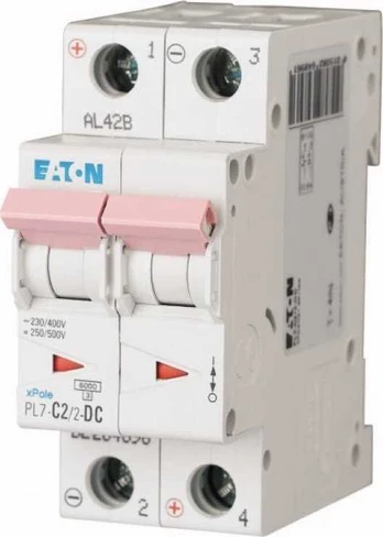 PL7-C2/2-DC MINIATURE CIRCUIT BREAKER C 2A 2P 2M DC 10KA