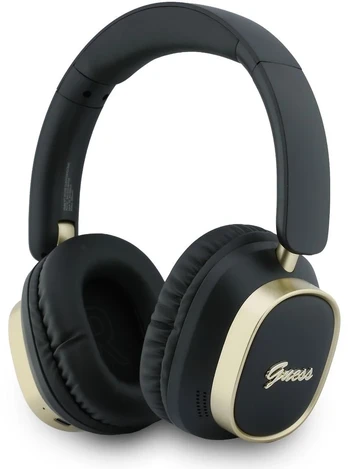 Guess Rectangle Metal Script Logo ENC belaideės ausinės juodos spalvos