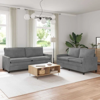 Sofa Sofos komplektas 2 pcs Tamsiai pilka Aksomas