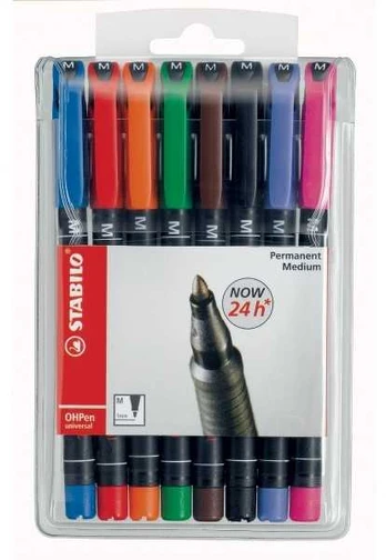STABILO Permanent marker "OHPen S", mixed colours, 0,4mm, 8pcs/pack.
