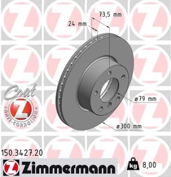 Stabdžių diskas ZIMMERMANN 150.3427.20