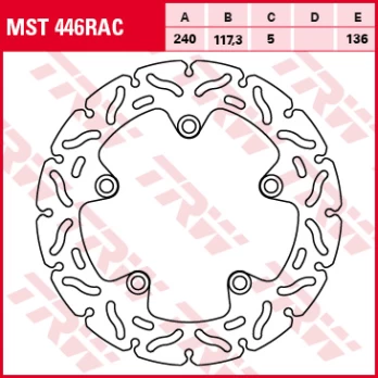 Brake disc MST446RAC rear fixed TRW 240/117,3/5mm/136mm