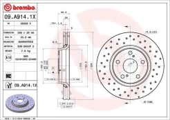 Stabdžių diskas BREMBO 09.A914.1X kaina