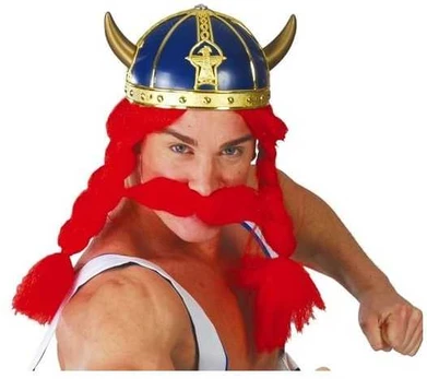 Fiesta Blå vikingehjelm med guld