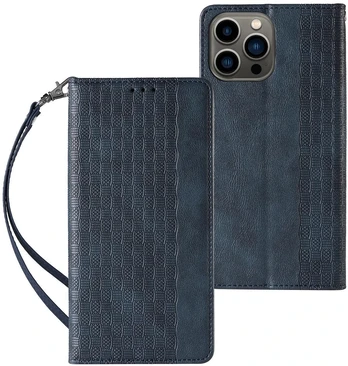 Hurtel Atverčiamas Magnet Strap dėklas iPhone 14 Pro Max – mėlynas