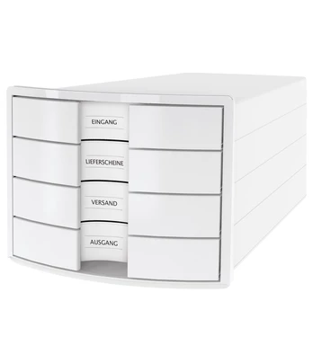 HAN Schubladenbox IMPULS,DIN A4/C4,4 Schubladen baltas