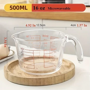 Stiklinis matavimo indas virtuvei, 500 ml / 16 uncijos