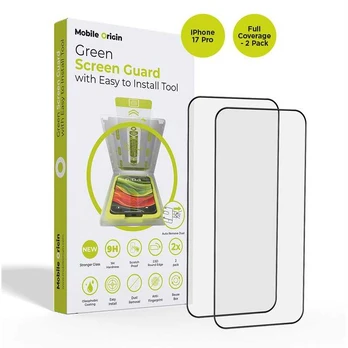 Mobile Origin Screen Guard with easy applicator, full coverage, 2 pack - iPhone 17 Pro