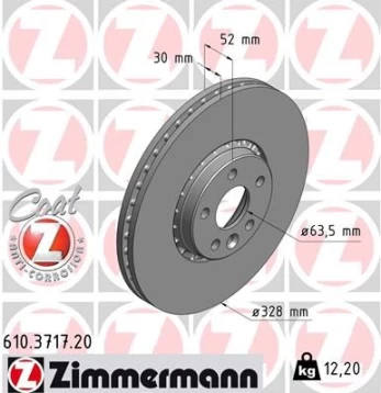 Stabdžių diskas ZIMMERMANN 610.3717.20