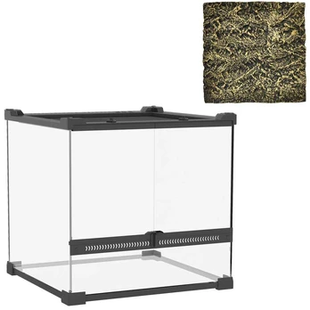 Stiklinis terariumas ropliams 30x30x30 cm, juodas, 24 l