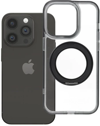Dėklas Oem Case for iPhone 14 PRO Frame Circle Stand compatible with MagSafe juodas