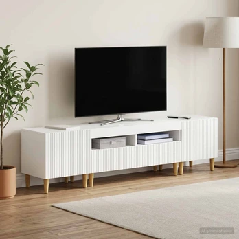 5 dalių LED televizoriaus stovas Itin blizgi balta