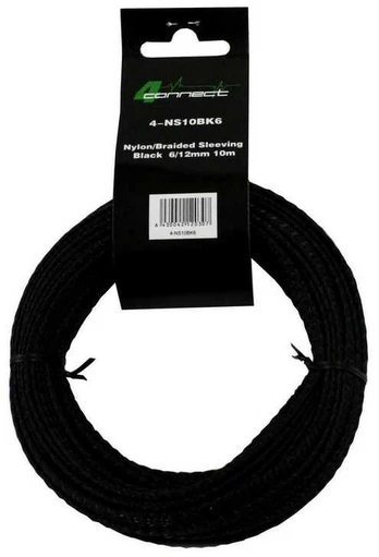 FOUR Connect 4-NS10BK6 fabric/nylonsock Juodas 6/12mm 10m