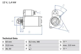 BOSCH 0 986 025 080 Starteris