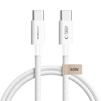 Baltas USB-C - USB-C PD 60W / 3A 150cm laidas "Tech-Protect Ultraboost Lite"
