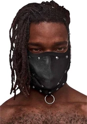 Male Power Triton Adjustable Mask with Neck Strap and Front Ring Juodas