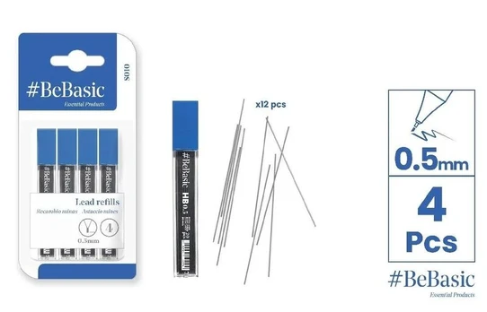 HB rašiklis 0,5 mm 12x4vnt - BeBasic