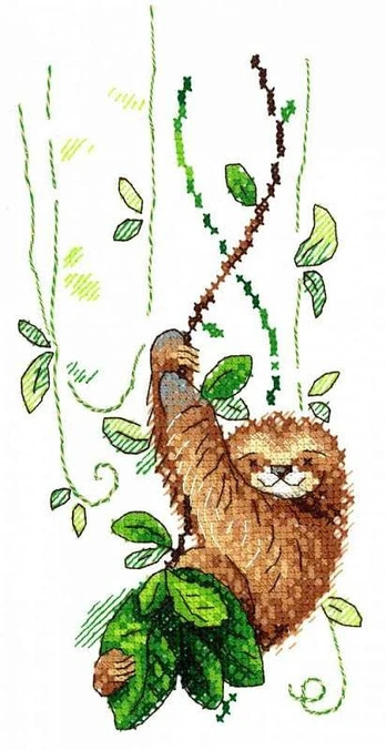 Water-soluble canvas cross sitch kit Perky sloth SV-538